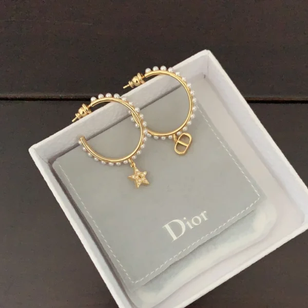 Dior Petit CD Earrings White Resin Pearls and Silver-Tone Crystals - Luxury Jewelry