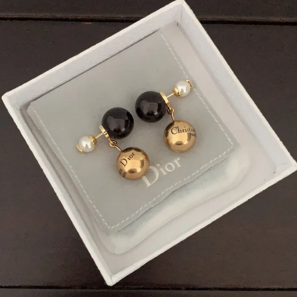 Dior Tribales Earrings Black White Pearl & Gold-Finish Metal - Luxury Replica Earrings