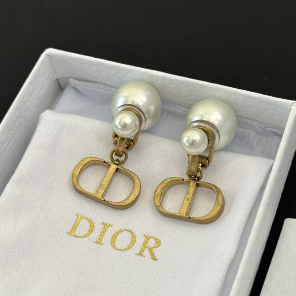 Dior Tribales Earrings Antique Design - Gold-Finish Metal with White Resin Pearls
