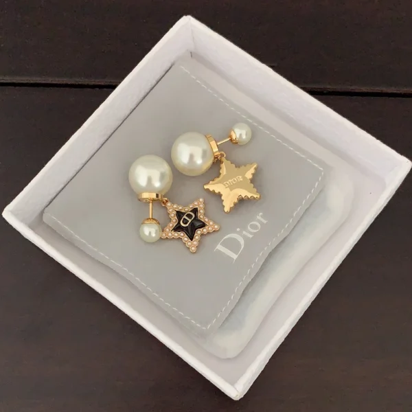 Dior Tribales Earrings White Resin Pearls and Deep Ocean Blue Glass – Luxury Jewelry