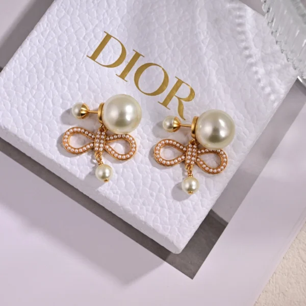 Dior Tribales Earrings White Resin Pearls and Silver-Tone Crystals | Replica Earrings at GodJewel