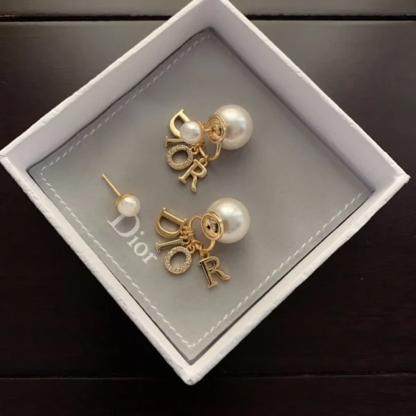 Dior Tribales Earrings White Resin Pearls and White Crystals Replica
