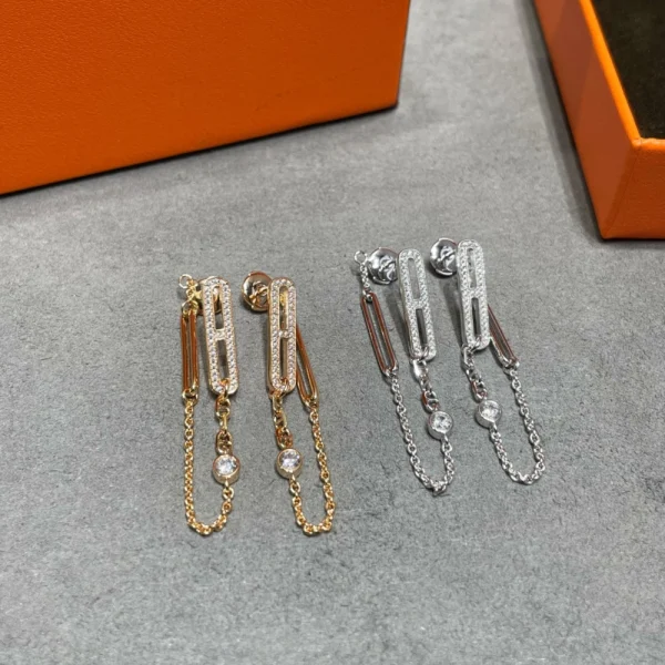 Hermes White & Yellow Gold Earrings | GodJewel