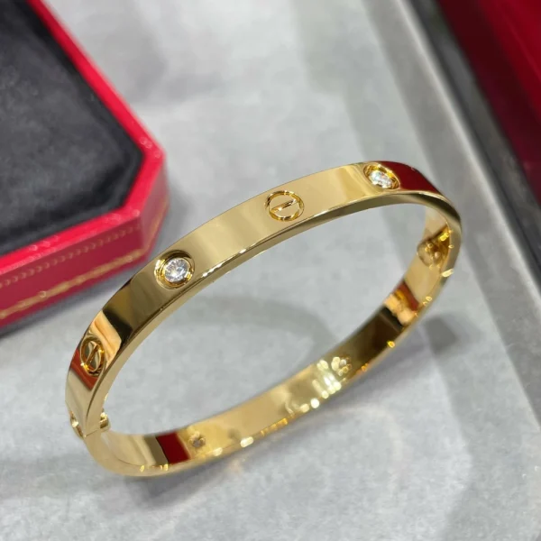 Cartier LOVE bracelet classic with 4 diamonds – Yellow gold timeless designer jewelry by GodJewel