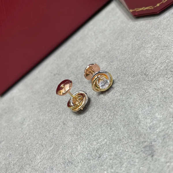 Elegant triple-tone luxury earrings by GodJewel