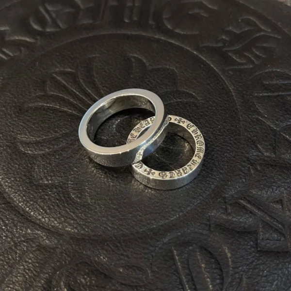 Sterling silver Chrome Hearts spacer ring, 6mm width, featuring signature Forever script design.