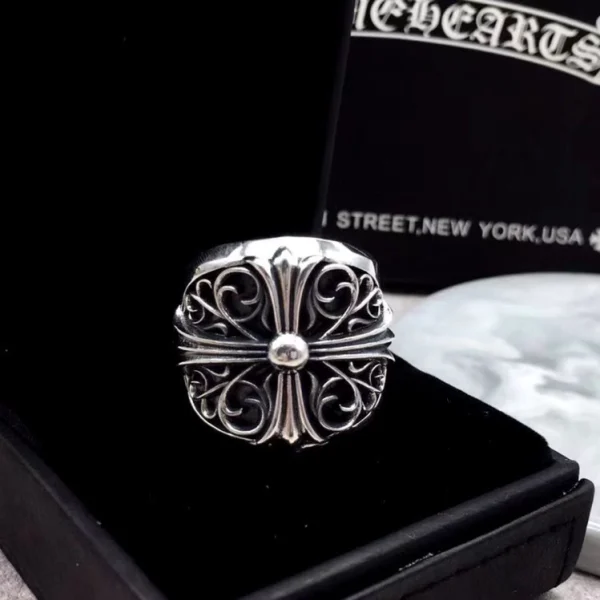 Chrome Hearts Classic Oval ring in sterling silver featuring smooth oval band and minimalist gothic design.