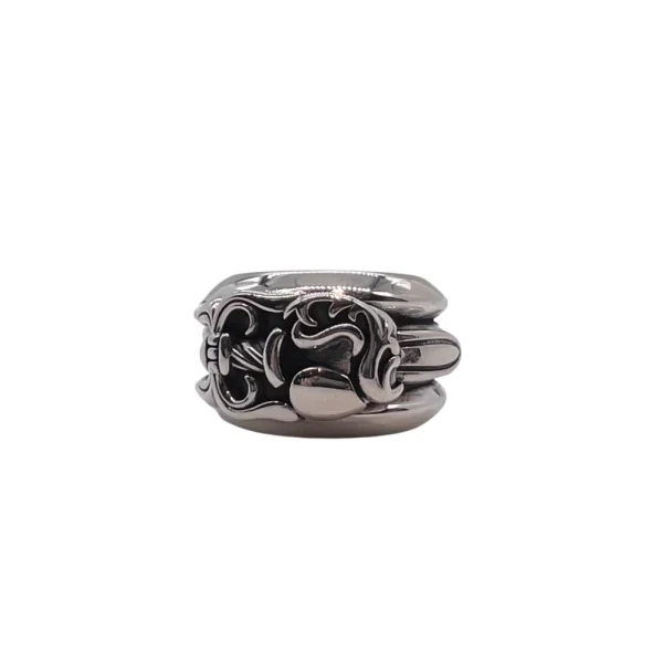 Chrome Hearts Dagger Heart ring in sterling silver featuring bold dagger piercing heart design and gothic details.