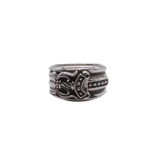 Chrome Hearts dagger ring in sterling silver featuring sharp gothic dagger design and detailed craftsmanship.