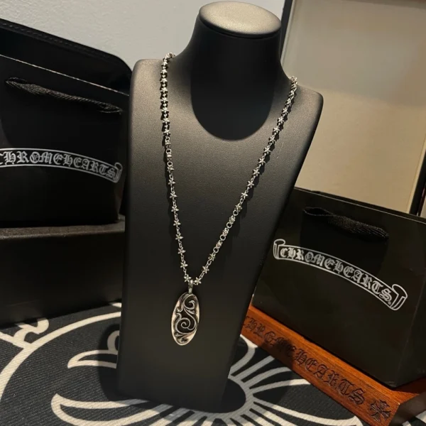 Chrome Hearts necklace design featuring bold gothic elements and handcrafted silver details.