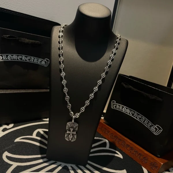 High-end Chrome Hearts necklace with handcrafted design, luxury finish, and iconic streetwear appeal.