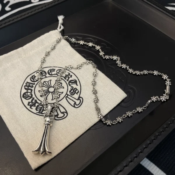 High-quality Chrome Hearts-inspired necklace with handcrafted details and luxury silver finish.