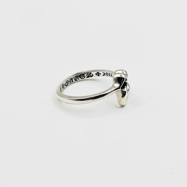 Sterling silver Chrome Hearts ring from the Rolling Stones collaboration, showcasing bold rock-inspired design.