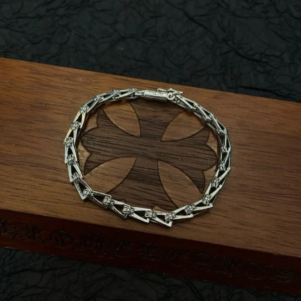 Chrome Hearts silver chain necklace with intricate gothic design and premium craftsmanship.