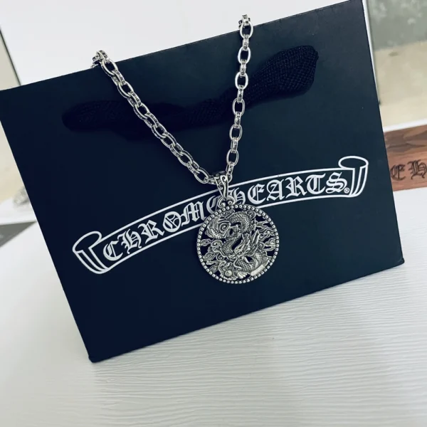 High-quality Chrome Hearts silver necklace, perfect for edgy fashion and everyday wear.