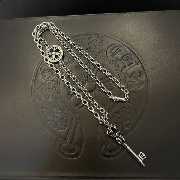 High-quality Chrome Hearts silver necklaces for men and women, combining edgy fashion with fine craftsmanship
