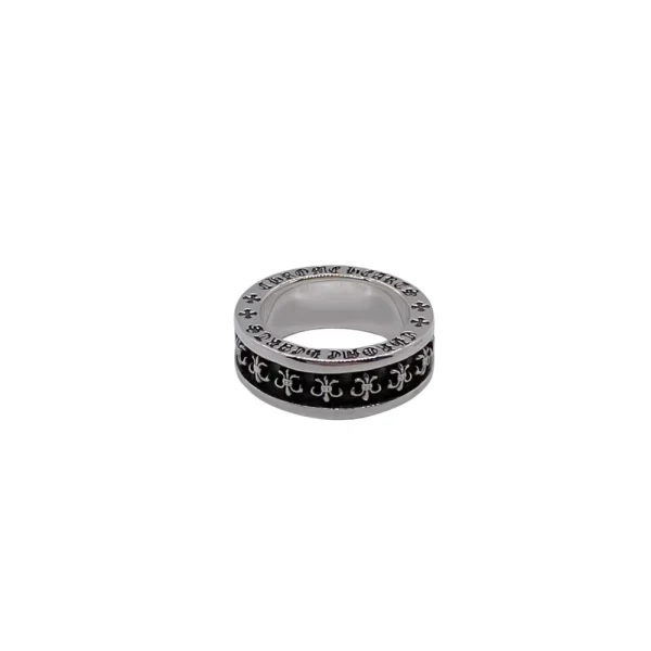 Chrome Hearts Small BS Fleur ring in sterling silver featuring delicate fleur-de-lis design.