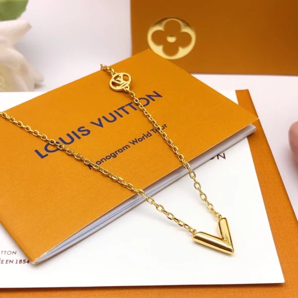 Louis Vuitton Essential V Necklace replica – Minimalist Louis Vuitton-inspired V-shaped pendant necklace by GodJewel