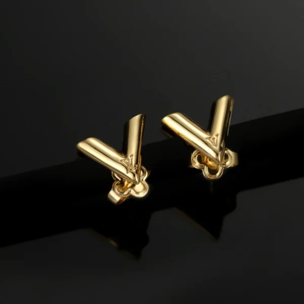 Louis Vuitton Essential V stud earrings in polished gold – luxury LV jewelry from GodJewel