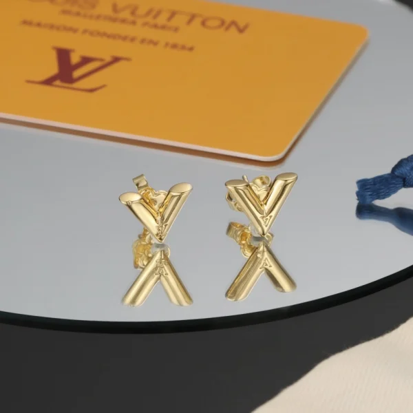 Louis Vuitton Essential V stud earrings in polished gold – luxury LV jewelry from GodJewel