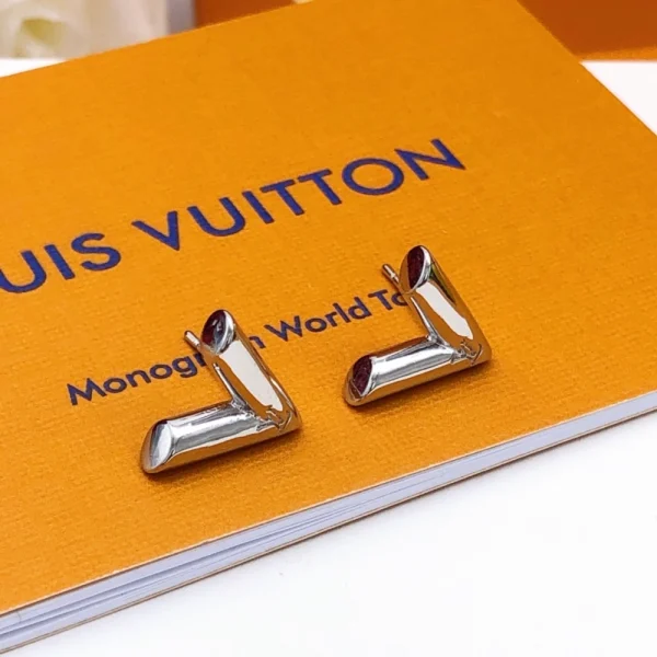 Louis Vuitton Essential V Stud Earrings Silver replica – Sleek and minimalist silver-tone studs by GodJewel