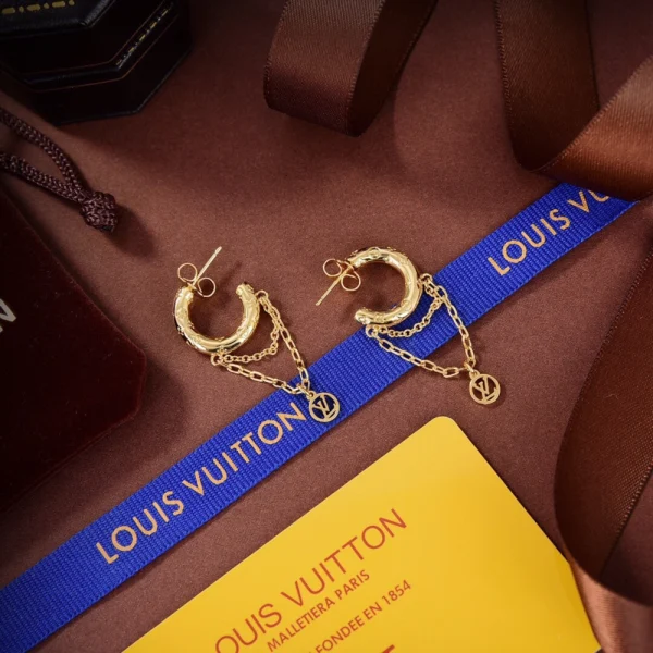 Louis Vuitton Gold Earrings replica – Elegant and luxurious gold-tone earrings inspired by Louis Vuitton, by GodJewel