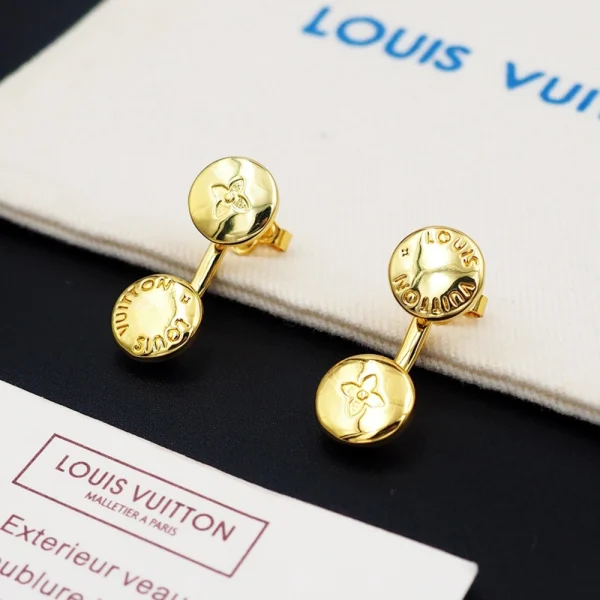 Louis Vuitton LV stud earrings in gold finish – elegant luxury jewelry from GodJewel