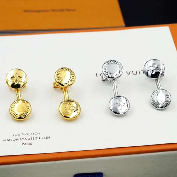 Louis Vuitton LV stud earrings in gold finish – elegant luxury jewelry from GodJewel