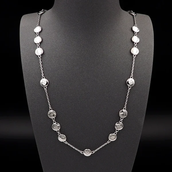 Louis Vuitton LV Studs Sautoir Necklace White Gold replica – Sophisticated Louis Vuitton-inspired long necklace in white gold by GodJewel