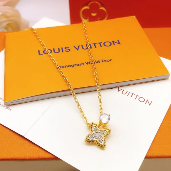 Monogram Necklace Yellow Gold replica – Luxurious yellow gold Louis Vuitton-inspired monogram necklace by GodJewel