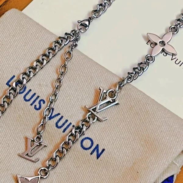 Monogram Row Necklace Design replica – Sleek and iconic Louis Vuitton-inspired necklace with monogram detailing by GodJewel