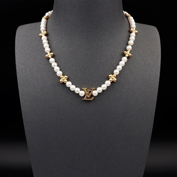 My LV Pearl Necklace replica – Elegant Louis Vuitton-inspired pearl necklace with signature LV charm by GodJewel