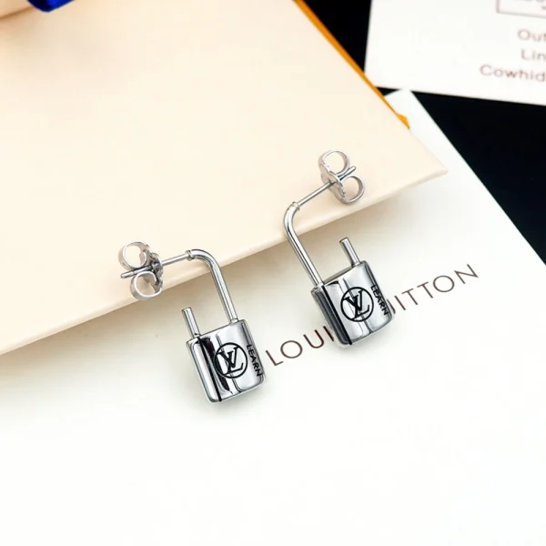 Louis Vuitton My Silver Lockit Earring, Sterling Silver Black Laquered at GodJewel