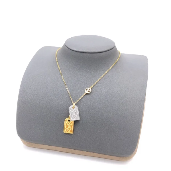 Louis Vuitton Nanogram Necklace replica – Sleek and minimal LV-inspired necklace with engraved monogram by GodJewel
