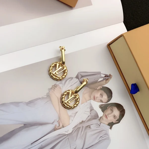 Louis Vuitton nautical-inspired gold earrings with anchor design – luxury LV jewelry from GodJewel