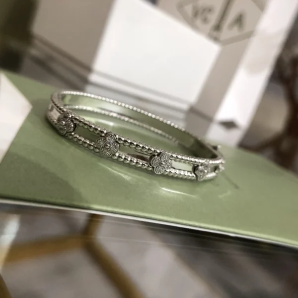Van Cleef Perlée Sweet Clovers bracelet – Elegant beaded-edge clover charm bracelet, luxury jewelry at GodJewel