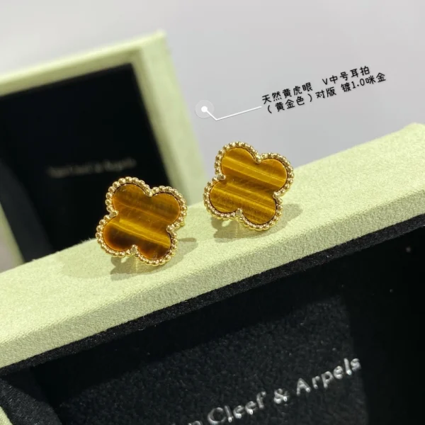 Vintage Alhambra earrings by Van Cleef & Arpels – Elegant four-leaf clover design with classic finish, available at GodJewel