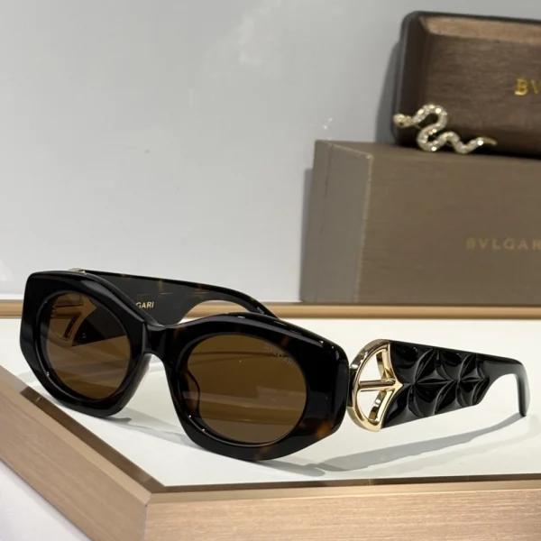 Luxury Bvlgari Calla sunglasses with oversized gradient lenses and sculpted metal detailing