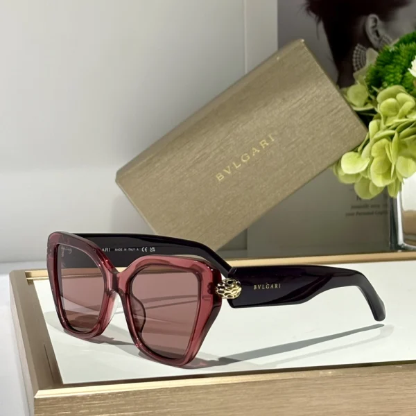 Bvlgari Serpenti sunglasses paired with branded box and authenticity card in a clean product flat lay