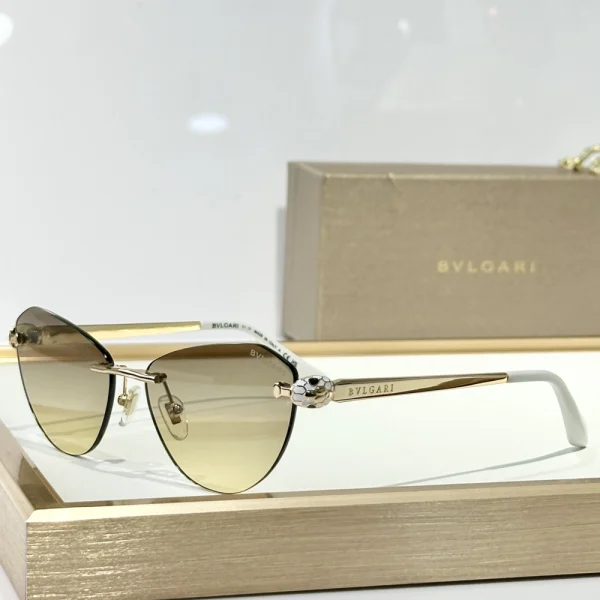 Elegant Bvlgari Serpenti optical frames placed on white surface with case in background