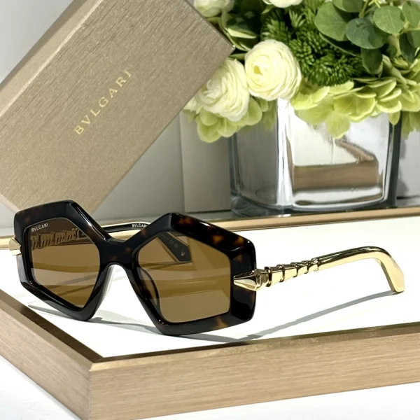 Side view of Bvlgari Serpenti sunglasses highlighting curved temples and intricate hinge design