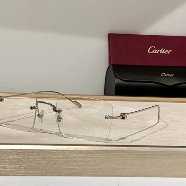 Sleek Cartier C de Cartier Precious Sunglasses with engraved temple and luxury acetate frame, shot in natural daylight
