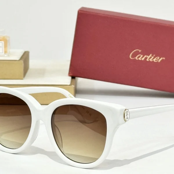 Side profile of Cartier C de Cartier sunglasses highlighting monogrammed metal “C” detail