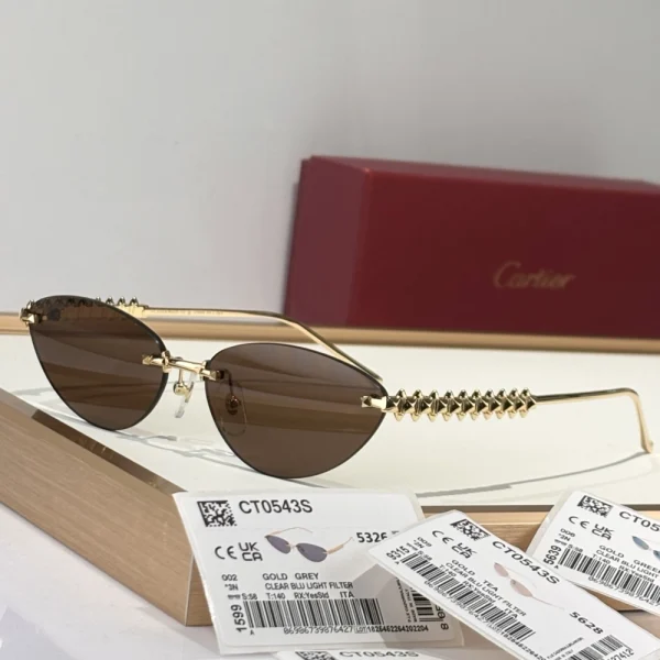 Clash de Cartier sunglasses placed on matte white surface, showcasing unique duality of softness and structure