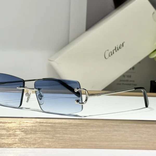 Side angle of Cartier Décor C classique de Cartier sunglasses with engraved arms and luxury acetate frame