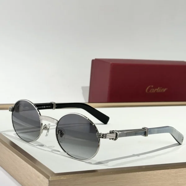Side profile of Cartier Première de Cartier sunglasses showcasing minimalist silhouette and luxury craftsmanship