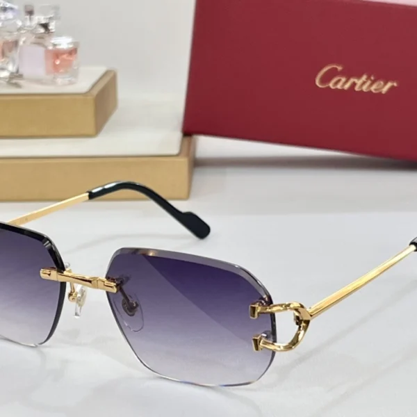 Side profile of Cartier Sunglasses Classic C de Cartier motif showing gold-tone arms and classic silhouette