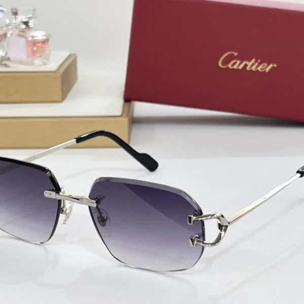 Luxury Cartier Sunglasses Classic C de Cartier motif photographed on white marble, capturing refined frame lines