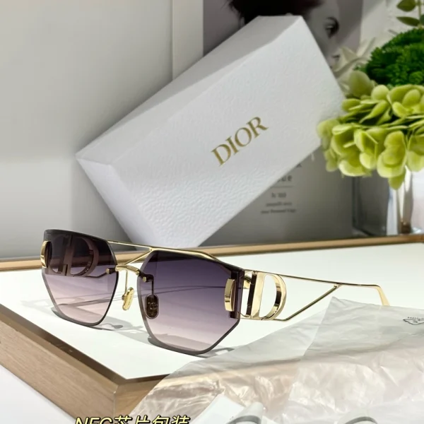 Christian Dior 30Montaigne B3U sunglasses with iconic CD logo temples displayed flat with original Dior eyewear box