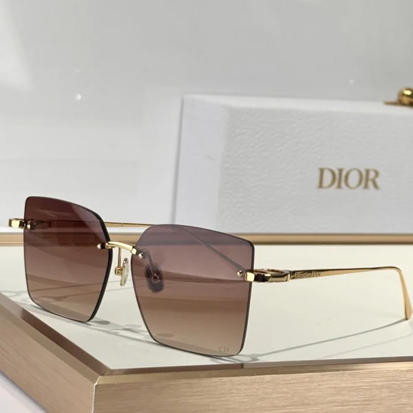 Close-up of Dior CDior S3U sunglasses highlighting double bridge design and engraved Dior logo on temples